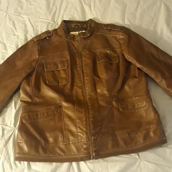 Sonoma Jackets & Blazers - Sonoma faux brown leather jacket XL